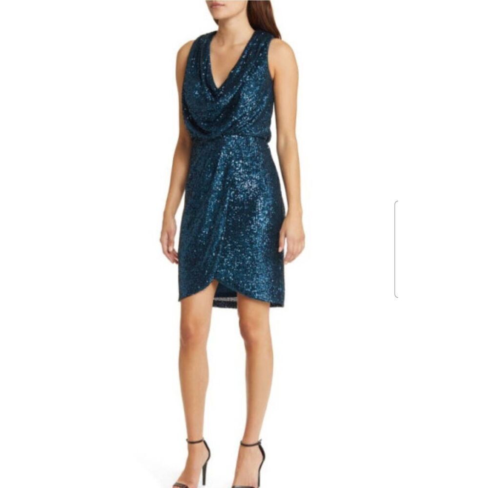 Eliza J Sequin Blouson Bodice Cocktail Dress Size 10 NWT